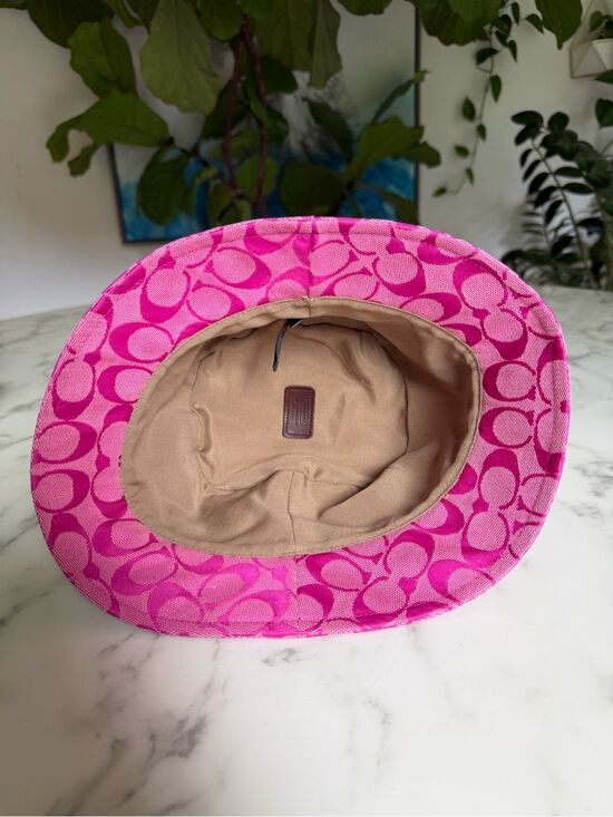 Coach Vintage Y2K Signature Jacquard Canvas Bucket Hat Magenta Hot Pink P/S